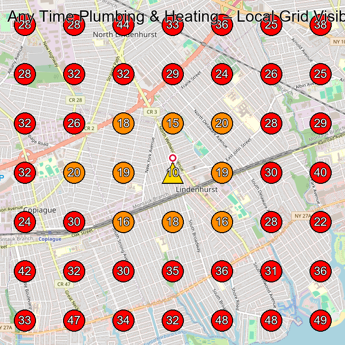 Any Time Plumbing & Heating GeoGrid visibility map for Plumber in Lindenhurst