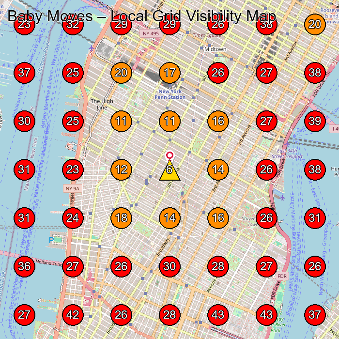 Baby Moves GeoGrid visibility map for Preschool in New York