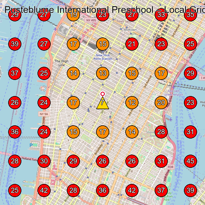Pusteblume International Preschool GeoGrid visibility map for Preschool in New York