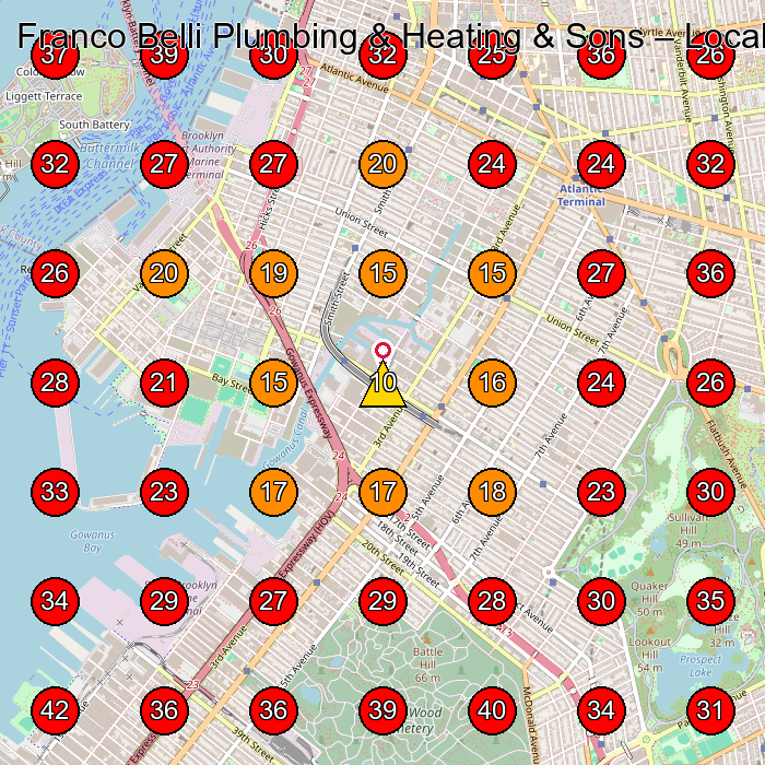 Franco Belli Plumbing & Heating & Sons GeoGrid visibility map for Plumber in Brooklyn