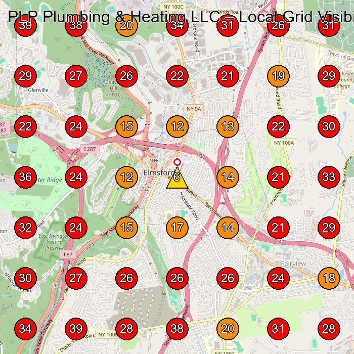 PLP Plumbing & Heating LLC GeoGrid visibility map for Plumber in White Plains
