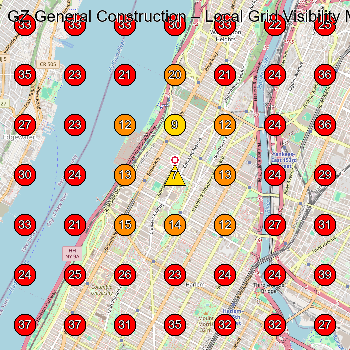 GZ General Construction GeoGrid visibility map for General Contractor in New York