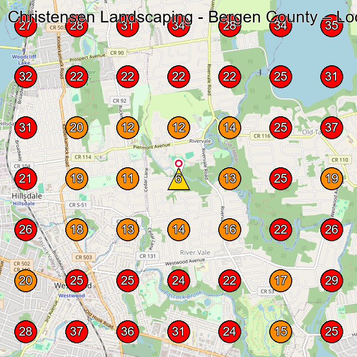 Christensen Landscaping - Bergen County GeoGrid visibility map for Landscaper in Hillsdale