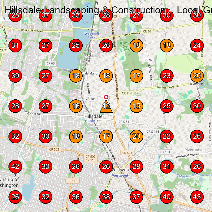 Hillsdale Landscaping & Construction GeoGrid visibility map for Landscaper in Hillsdale