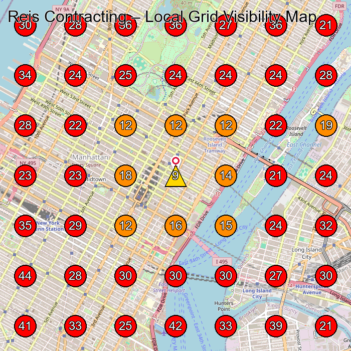 Reis Contracting GeoGrid visibility map for Contractor in Long Island City