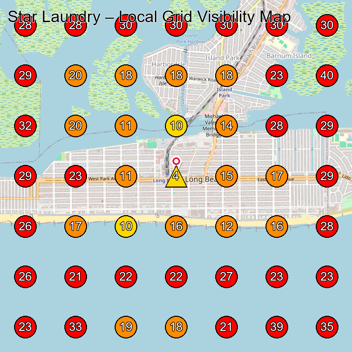 Star Laundry GeoGrid visibility map for Dry Cleaner in Island Park