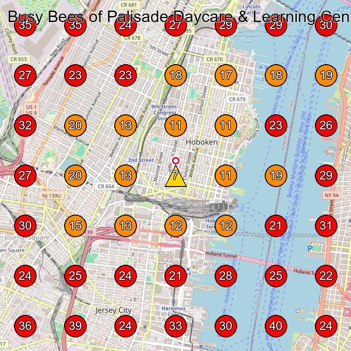 Busy Bees of Palisade Daycare & Learning Center GeoGrid visibility map for Shower Door Shop in Jersey City