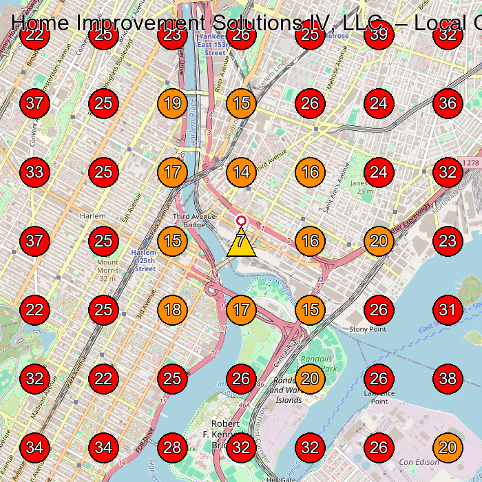 Home Improvement Solutions IV, LLC. GeoGrid visibility map for General Contractor in None