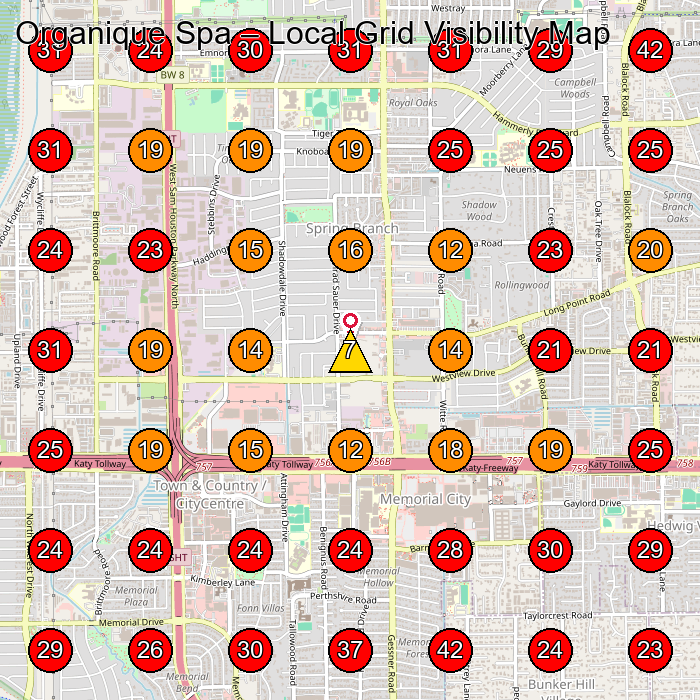 Organique Spa GeoGrid visibility map for Home Health Care Service in 5700 Pinemont Dr