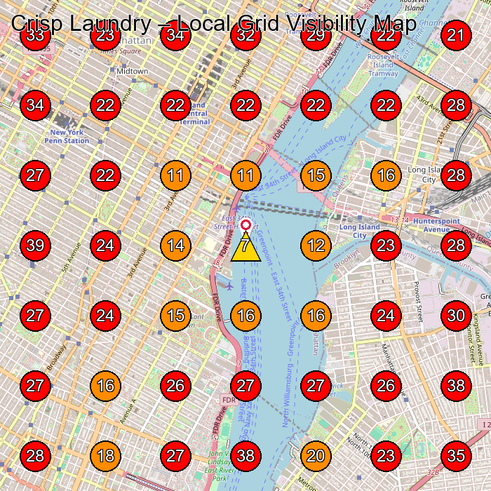 Crisp Laundry GeoGrid visibility map for Dry Cleaner in New York
