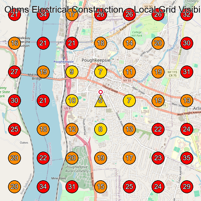 Ohms Electrical Construction GeoGrid visibility map for Women'S Clothing Store in Poughkeepsie