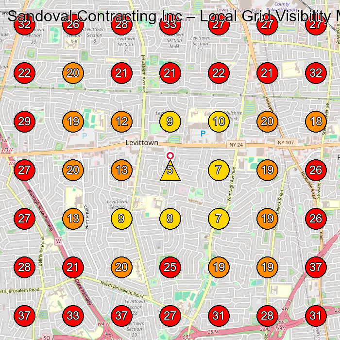 Sandoval Contracting Inc GeoGrid visibility map for Landscaper in Levittown