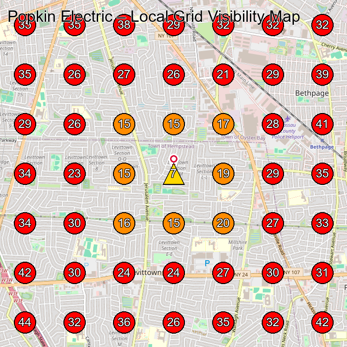 Popkin Electric GeoGrid visibility map for Solar Energy Company in Bethpage