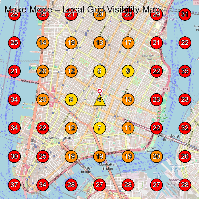 Make Mode GeoGrid visibility map for Manufacturer in New York