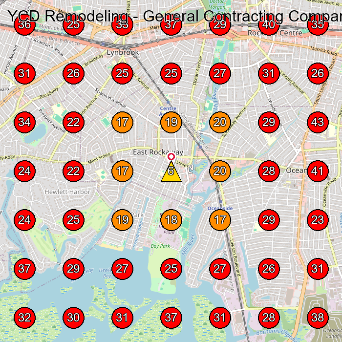 YCD Remodeling - General Contracting Company GeoGrid visibility map for Roofing Contractor in Island Park