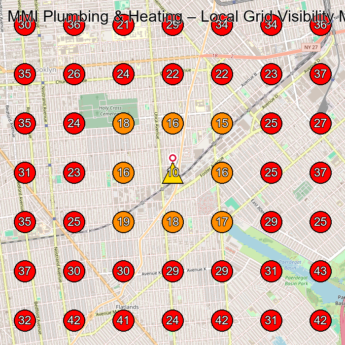 MMI Plumbing & Heating GeoGrid visibility map for Heating Contractor in Brooklyn