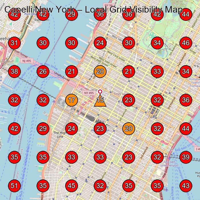 Capelli New York GeoGrid visibility map for Manufacturer in New York