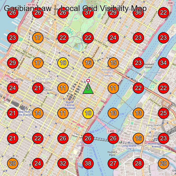 Garibian Law GeoGrid visibility map for Legal Services in New York