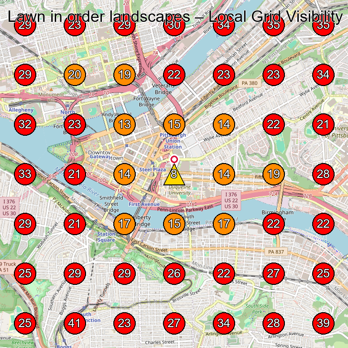 Lawn in order landscapes GeoGrid visibility map for Boutique in Oakmont
