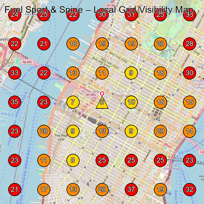 Fuel Sport & Spine GeoGrid visibility map for Physical Therapy Clinic in New York