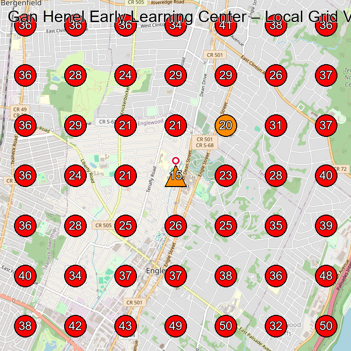 Gan Henel Early Learning Center GeoGrid visibility map for Preschool in Englewood
