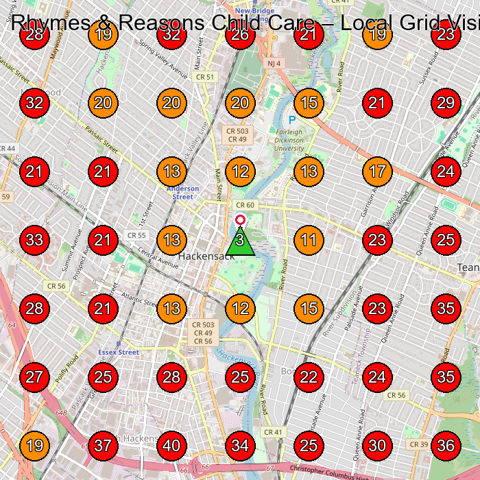 Rhymes & Reasons Child Care GeoGrid visibility map for Preschool in Englewood