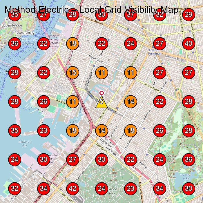 Method Electric GeoGrid visibility map for Electrician in Brooklyn
