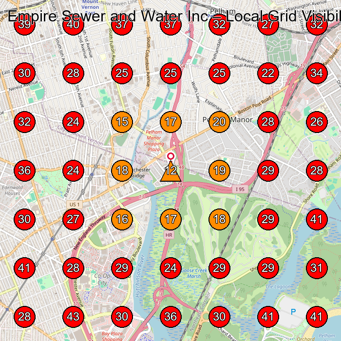 Empire Sewer and Water Inc GeoGrid visibility map for Auto Glass Shop in Bronx