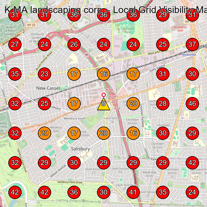 K MA landscaping corp GeoGrid visibility map for Landscaper in Hicksville
