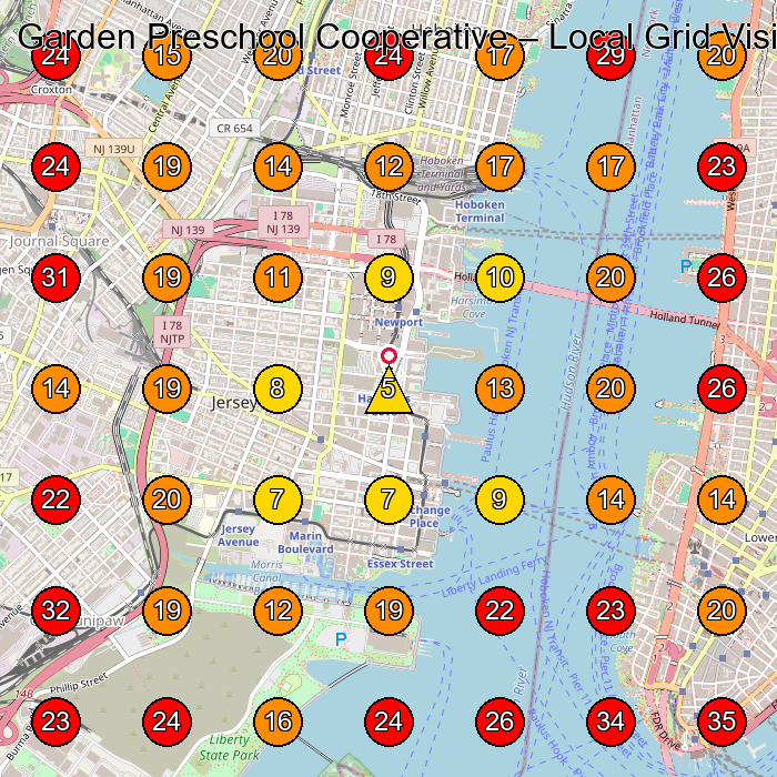 Garden Preschool Cooperative GeoGrid visibility map for Preschool in Jersey City