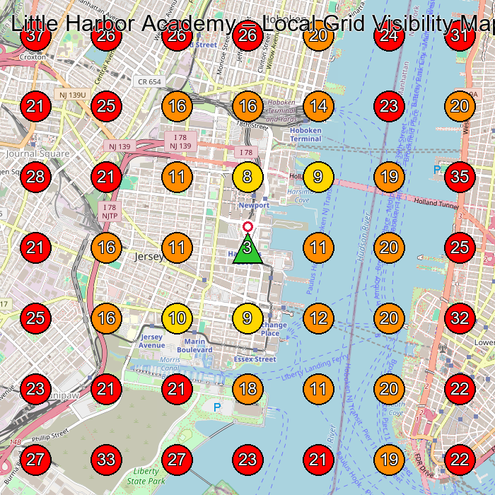 Little Harbor Academy GeoGrid visibility map for Preschool in Jersey City