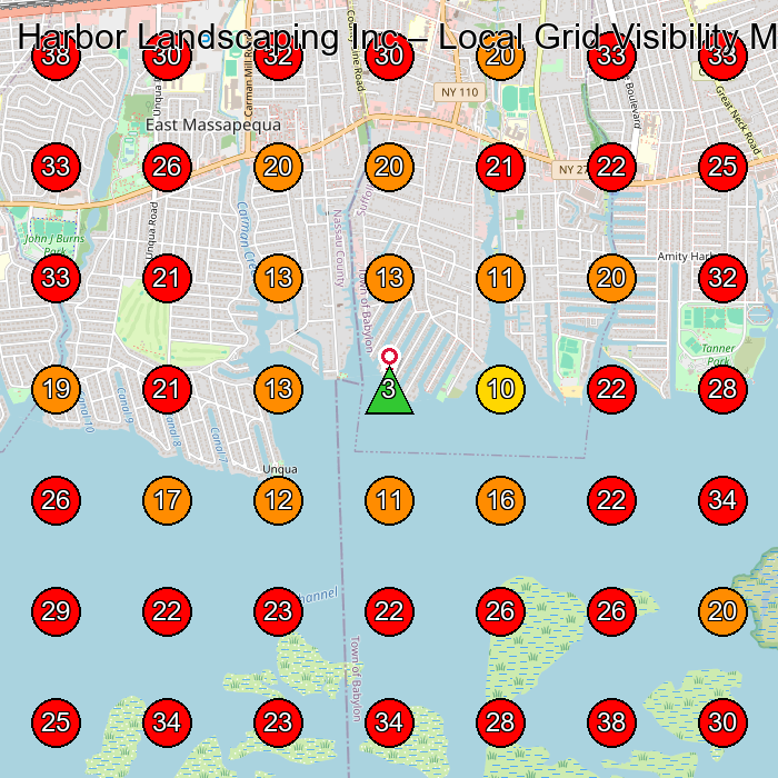 Harbor Landscaping Inc GeoGrid visibility map for Landscaper in Amityville