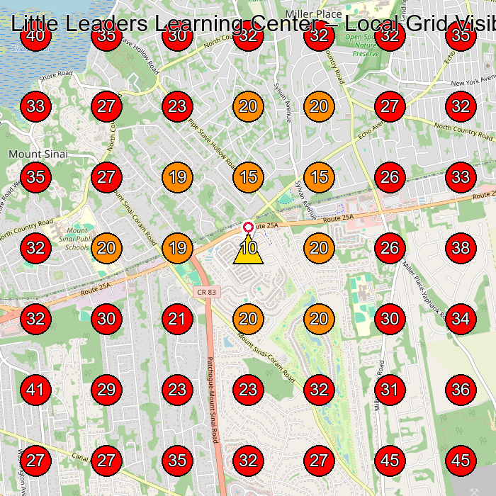 Little Leaders Learning Center GeoGrid visibility map for Preschool in Coram