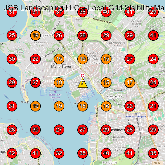 JGB Landscaping LLC GeoGrid visibility map for Landscaper in None