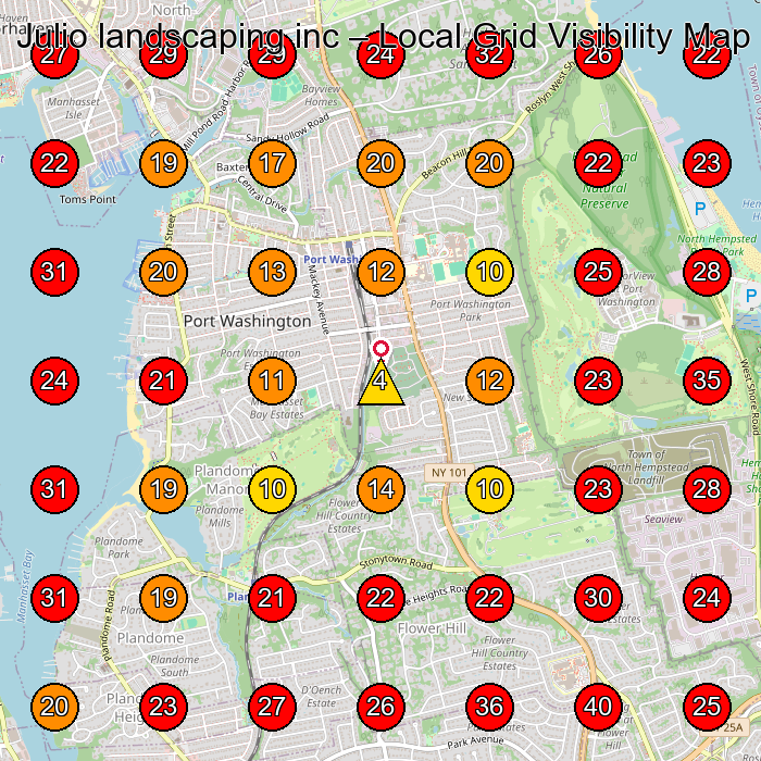 Julio landscaping inc GeoGrid visibility map for Landscaper in None