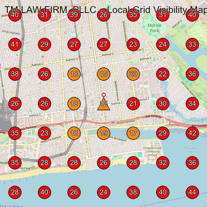 TM LAW FIRM, PLLC GeoGrid visibility map for Personal Injury Attorney in Brooklyn