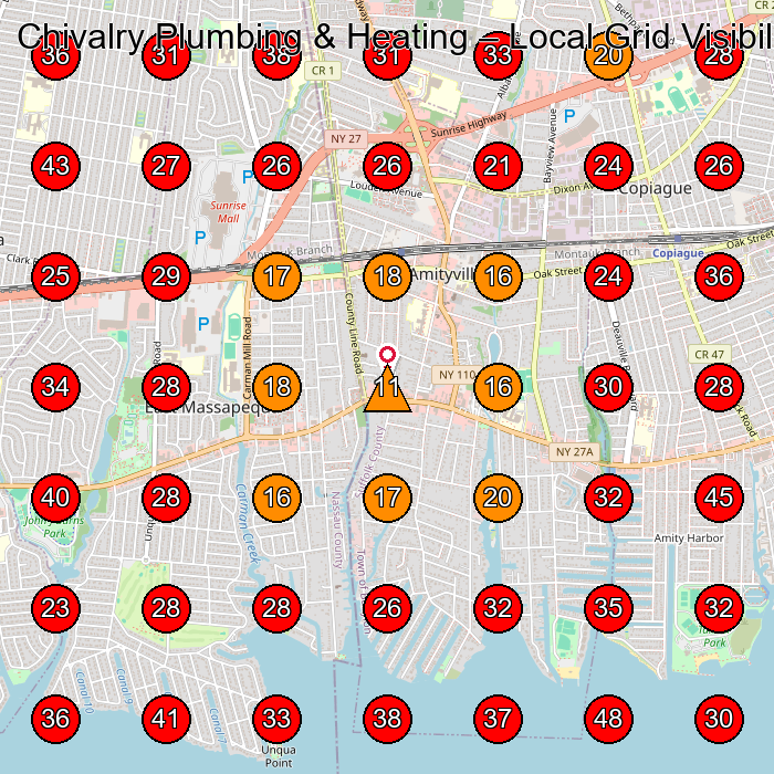 Chivalry Plumbing & Heating GeoGrid visibility map for Plumber in Massapequa Park