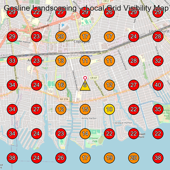 Gosline Landscaping GeoGrid visibility map for Landscaper in Lindenhurst