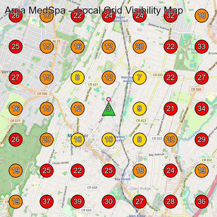 Arria MedSpa GeoGrid visibility map for Spa in Union