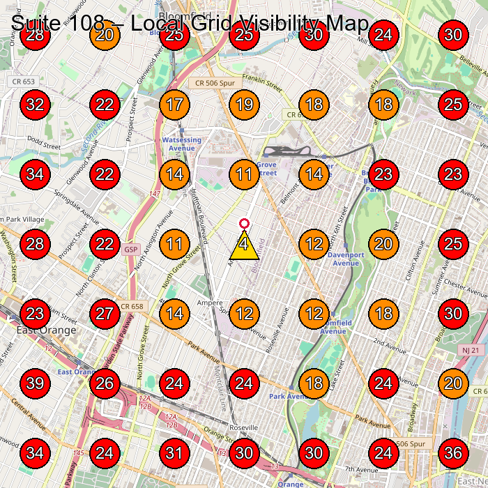 Suite 108 GeoGrid visibility map for Spa in Union