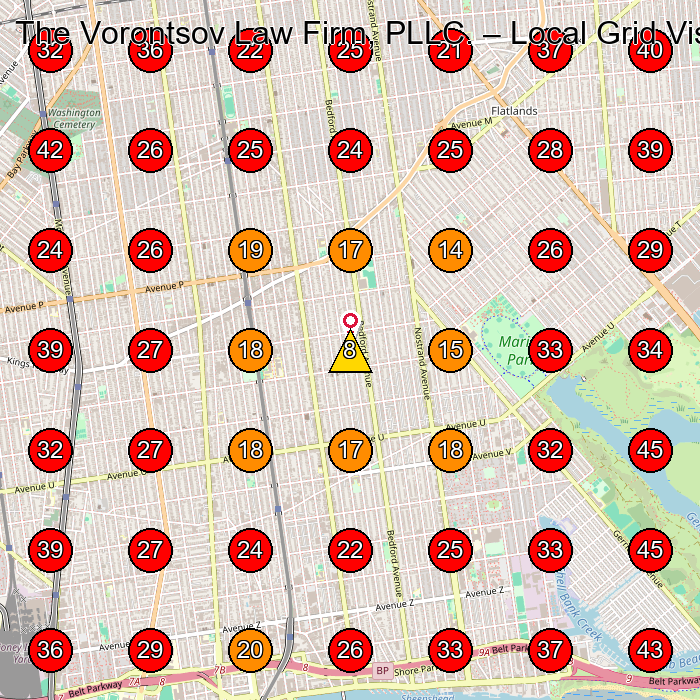 The Vorontsov Law Firm, PLLC. GeoGrid visibility map for Personal Injury Attorney in Brooklyn