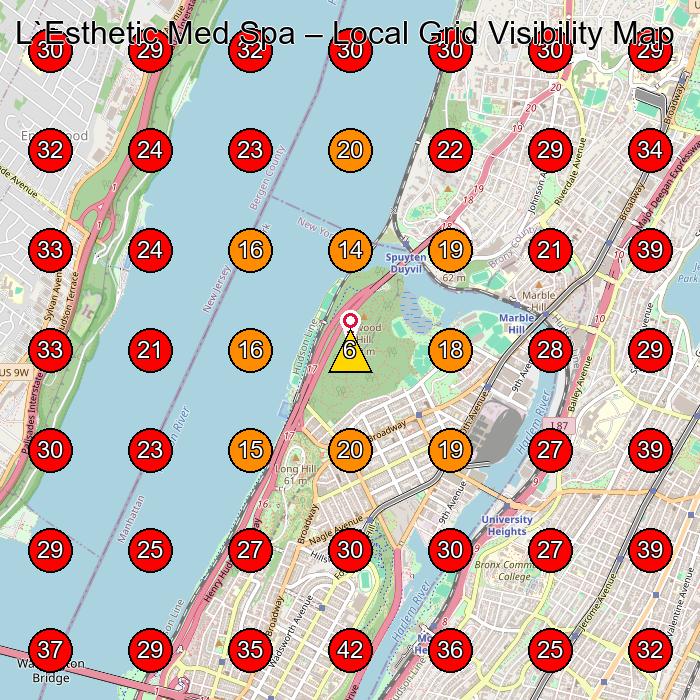 L`Esthetic Med Spa GeoGrid visibility map for Spa in New York