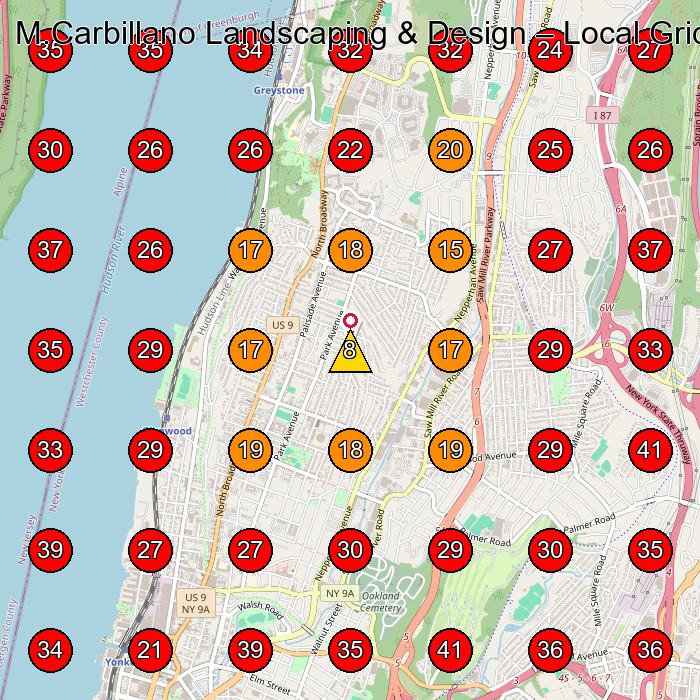 M.Carbillano Landscaping & Design GeoGrid visibility map for Landscaper in Yonkers