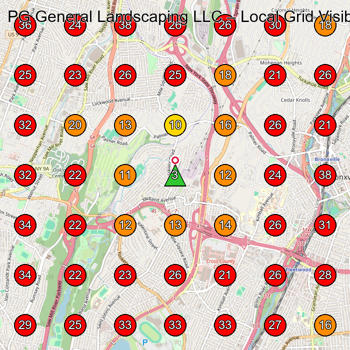 PG General Landscaping LLC GeoGrid visibility map for Landscaper in Yonkers