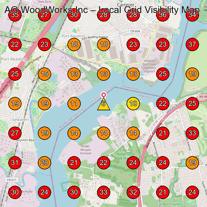 AG WoodWorks Inc GeoGrid visibility map for Carpenter in Edison