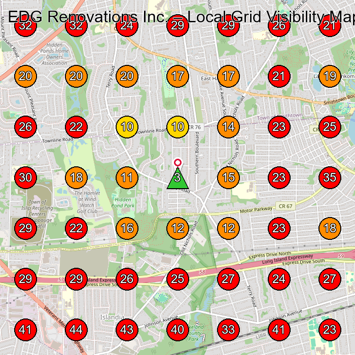 EDG Renovations Inc. GeoGrid visibility map for General Contractor in Smithtown