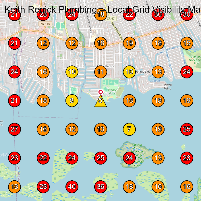 Keith Renick Plumbing GeoGrid visibility map for Plumber in Copiague
