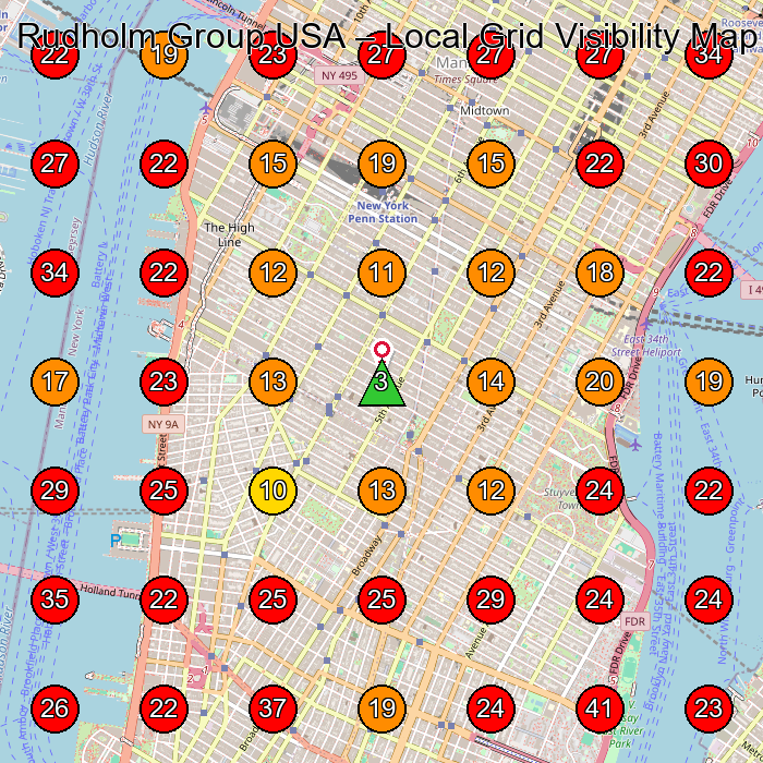 Rudholm Group USA GeoGrid visibility map for Manufacturer in New York