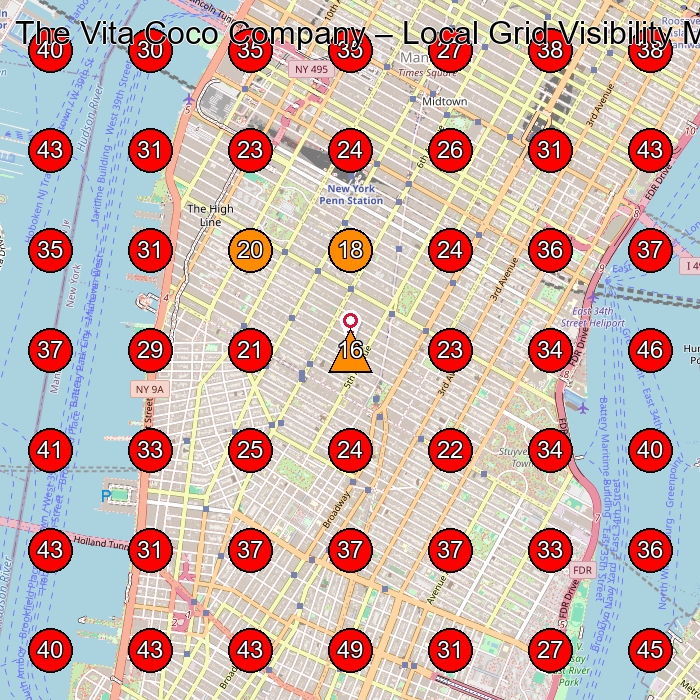 The Vita Coco Company GeoGrid visibility map for Manufacturer in New York