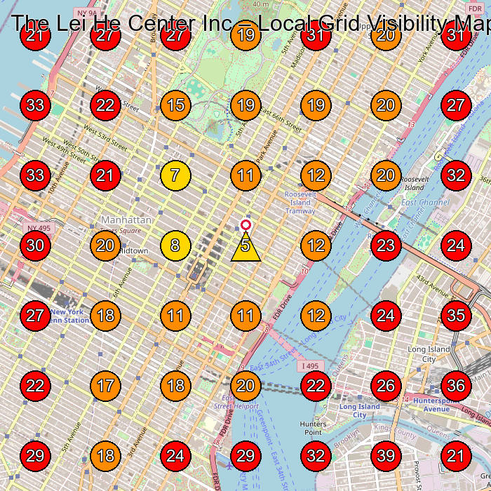 The Lei He Center Inc GeoGrid visibility map for Physical Therapy Clinic in New York